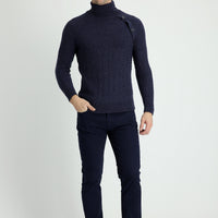 Mid-Navy Slim Fit Stretch Canvas / Chino Trousers