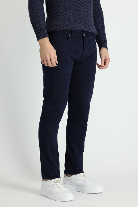 Mid-Navy Slim Fit Stretch Canvas / Chino Trousers