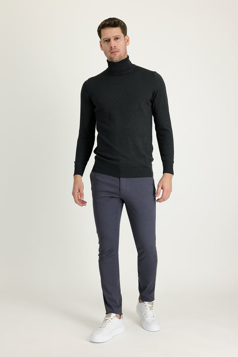 Medium Gray Slim Fit Patterned Sweatpants