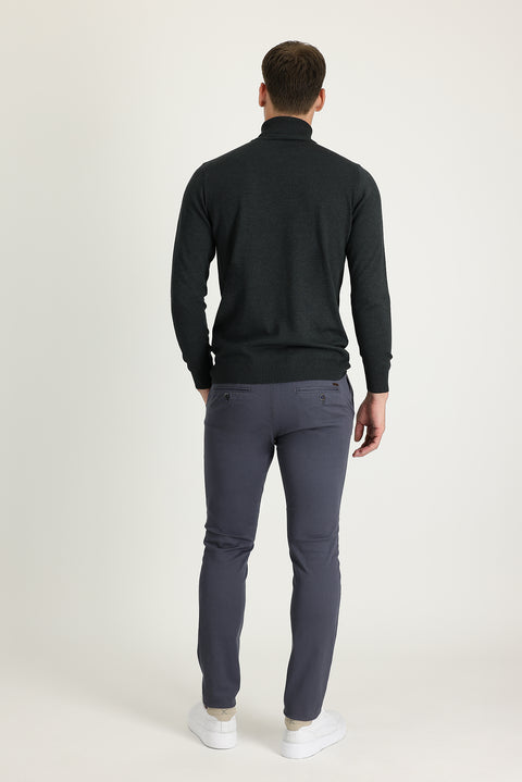 Medium Gray Slim Fit Patterned Sweatpants