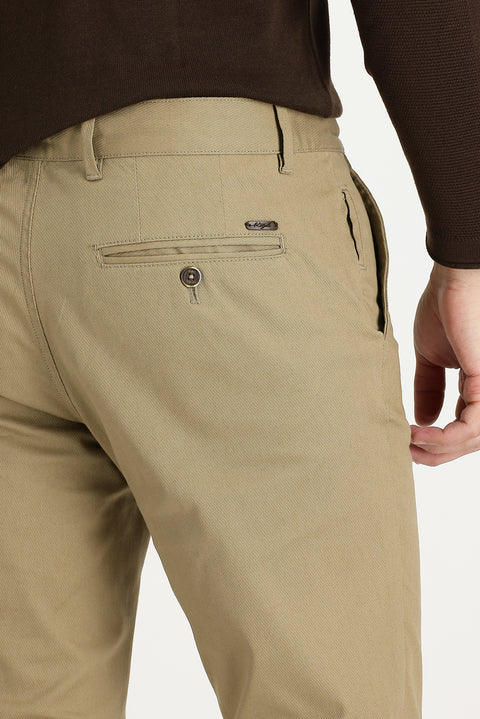 Dark Beige Regular Fit Standard Cut Patterned Sports Trousers