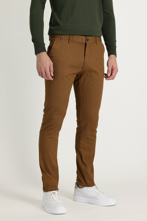 Tan Slim Fit Patterned Sport Trousers