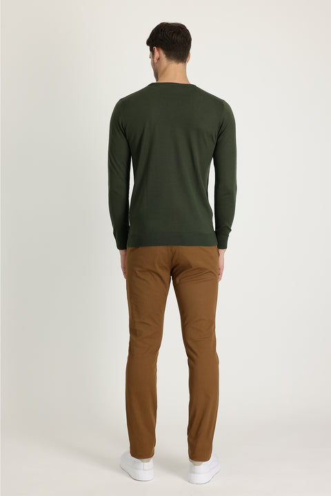 Tan Slim Fit Patterned Sport Trousers
