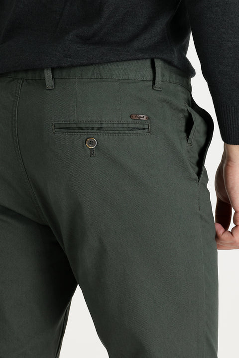 Dark Green Slim Fit Patterned Sports Trousers