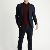 Dark Navy Regular Fit Standard Cut Elasticated Waist Drawstring Stretchy Trousers