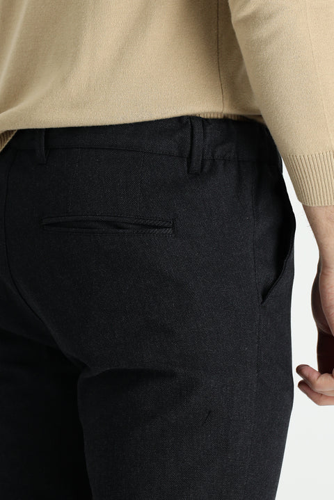 Black Slim Fit Stretch Canvas / Chino Trousers