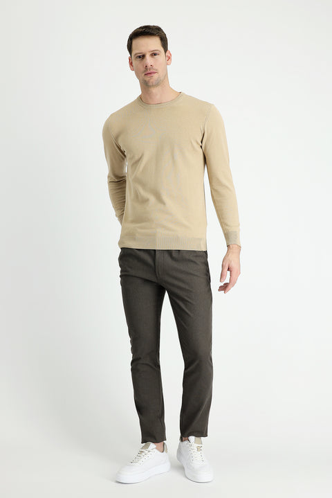 Medium Coffee Slim Fit Stretch Canvas / Chino Trousers