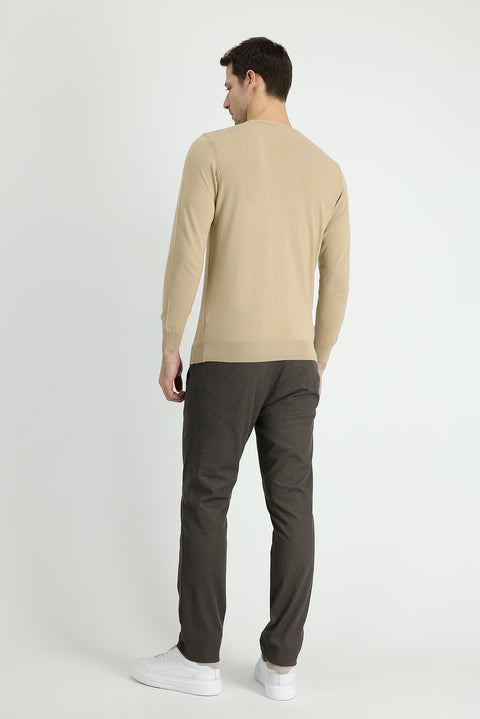 Medium Coffee Slim Fit Stretch Canvas / Chino Trousers