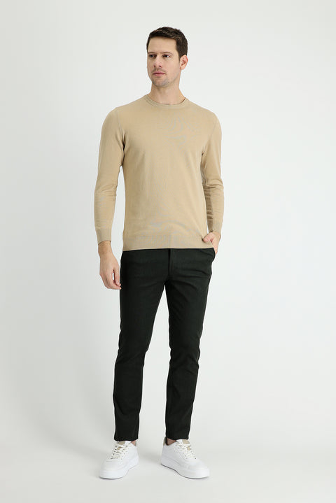 Dark Green Slim Fit Stretch Canvas / Chino Trousers