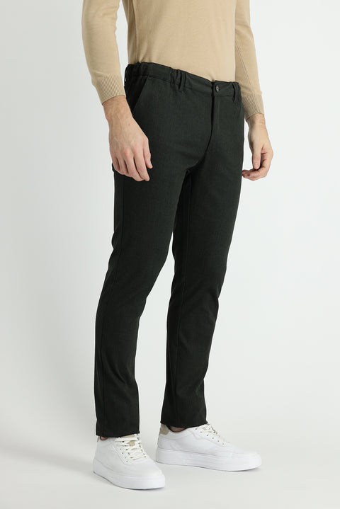 Dark Green Slim Fit Stretch Canvas / Chino Trousers