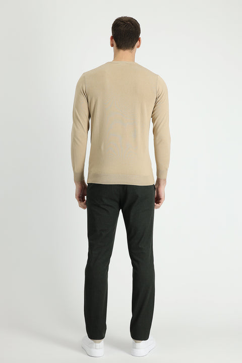 Dark Green Slim Fit Stretch Canvas / Chino Trousers