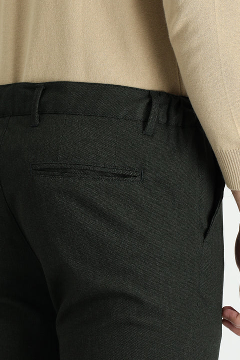 Dark Green Slim Fit Stretch Canvas / Chino Trousers