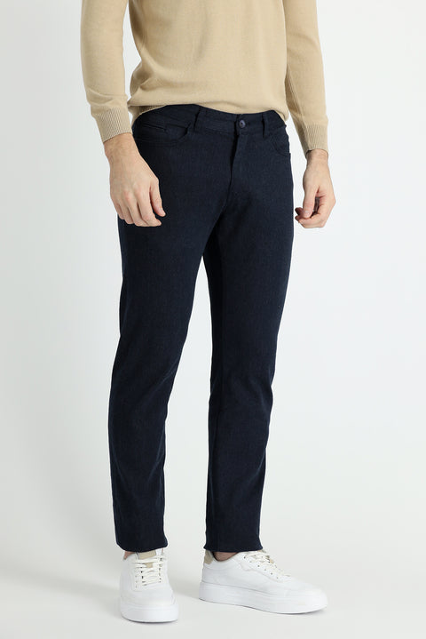 Mid-Navy Slim Fit Stretch Canvas / Chino Trousers