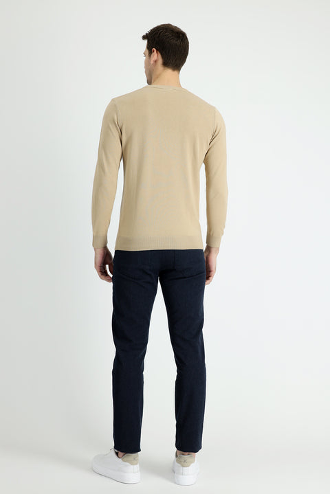Mid-Navy Slim Fit Stretch Canvas / Chino Trousers