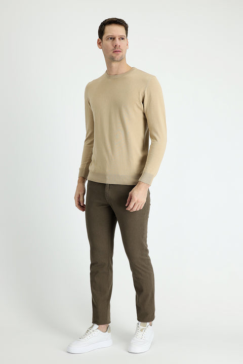 Medium Coffee Slim Fit Stretch Canvas / Chino Trousers