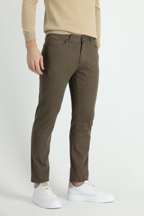 Medium Coffee Slim Fit Stretch Canvas / Chino Trousers