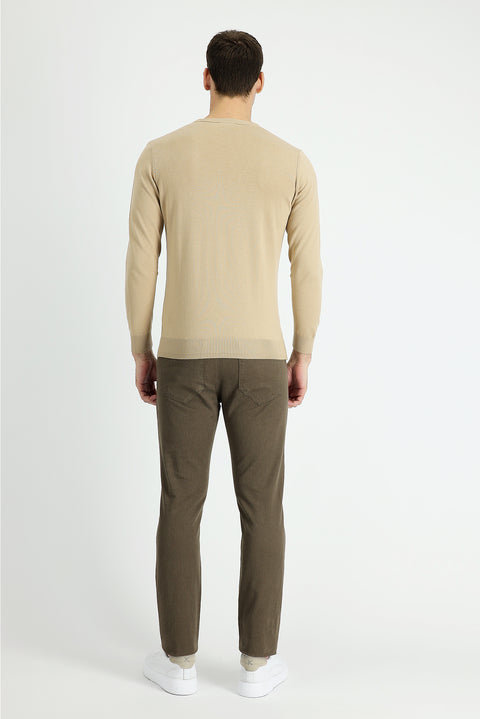 Medium Coffee Slim Fit Stretch Canvas / Chino Trousers