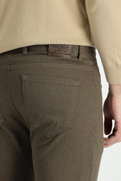 Medium Coffee Slim Fit Stretch Canvas / Chino Trousers