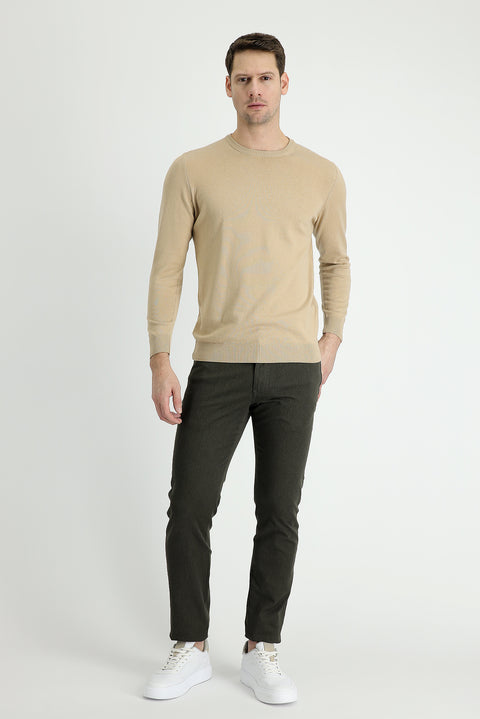 Medium Khaki Slim Fit Stretch Canvas / Chino Trousers