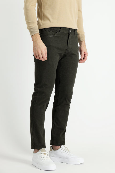 Medium Khaki Slim Fit Stretch Canvas / Chino Trousers