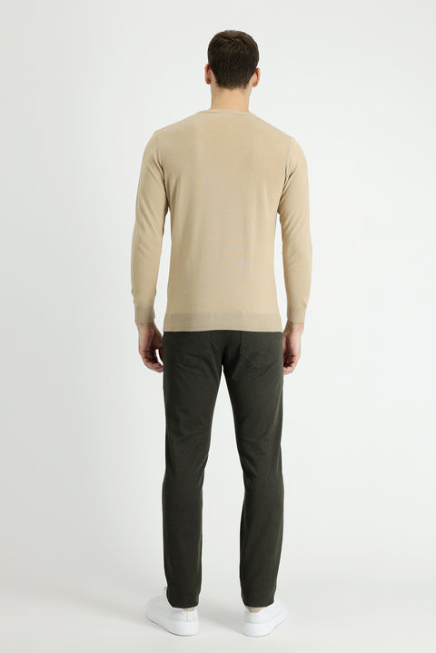 Medium Khaki Slim Fit Stretch Canvas / Chino Trousers