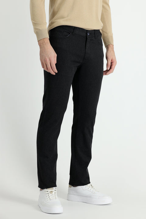 Koyu Antrasit Slim Fit Dar Kesim Likralı Kanvas / Chino Pantolon