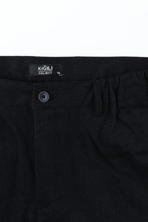 Koyu Lacivert Slim Fit Dar Kesim Beli Lastikli Likralı Kanvas / Chino Pantolon