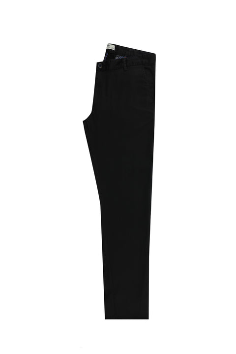 Black Regular Fit Standard Cut Lycra Canvas / Chino Trousers
