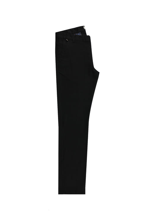 Black Regular Fit Standard Cut Lycra Canvas / Chino Trousers