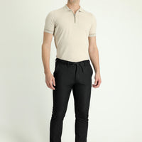 Mid Anthracite Slim Fit Tapered Drawstring Waist Trousers
