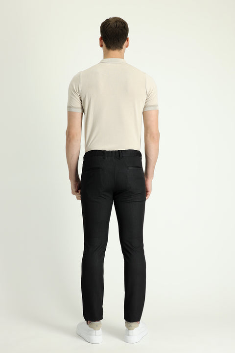 Mid Anthracite Slim Fit Tapered Drawstring Waist Trousers