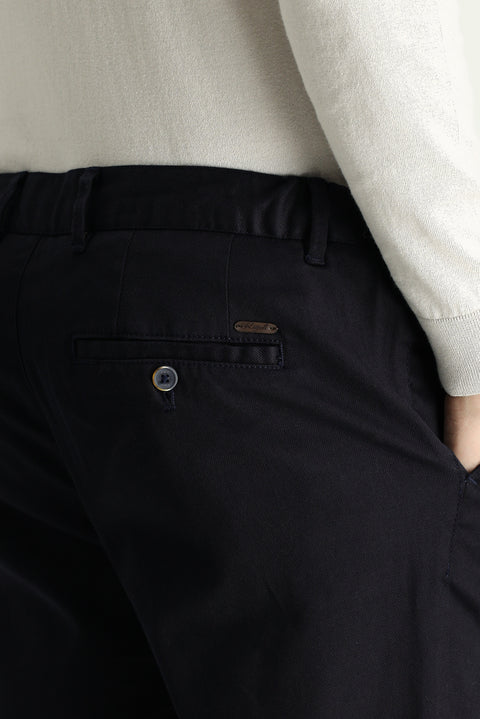 Dark Navy Blue Slim Fit Stretch Canvas / Chino Trousers