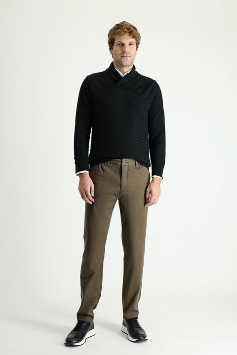 Medium Coffee Slim Fit Stretch Canvas / Chino Trousers