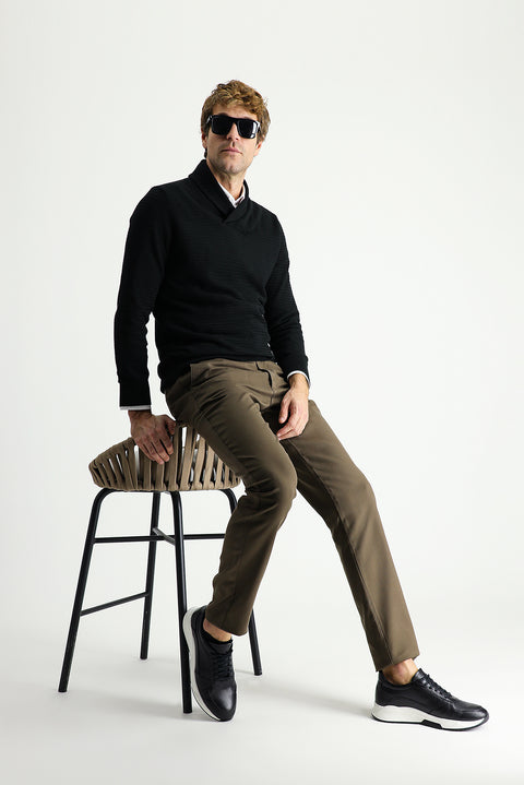 Medium Coffee Slim Fit Stretch Canvas / Chino Trousers