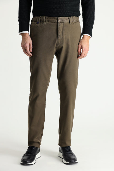 Medium Coffee Slim Fit Stretch Canvas / Chino Trousers
