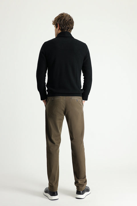 Medium Coffee Slim Fit Stretch Canvas / Chino Trousers