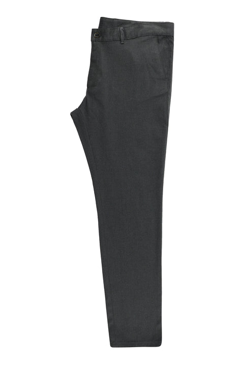 Dark Smoke Regular Fit Standard Cut Patterned Lycra Canvas / Chino Trousers