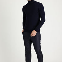 Black Super Slim Fit Extra Narrow Cut Patterned Classic Fabric Trousers