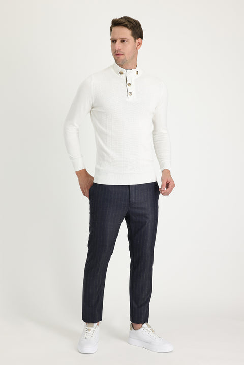 Medium Gray Super Slim Fit Extra Narrow Cut Patterned Classic Fabric Trousers