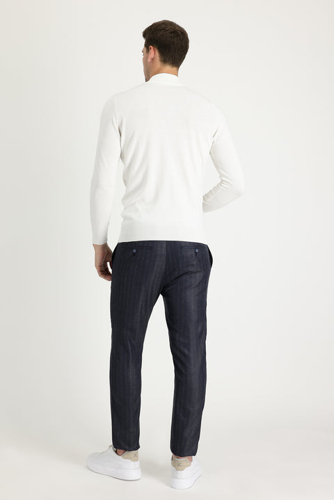Medium Gray Super Slim Fit Extra Narrow Cut Patterned Classic Fabric Trousers