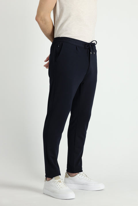 Black and Navy Relaxed Fit Relaxed Cut Elastic Waist Drawstring Lycra Pants