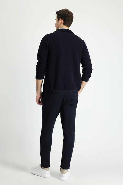Black and Navy Relaxed Fit Relaxed Cut Elastic Waist Drawstring Lycra Pants