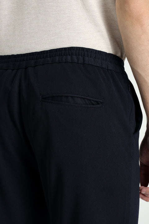Black and Navy Relaxed Fit Relaxed Cut Elastic Waist Drawstring Lycra Pants