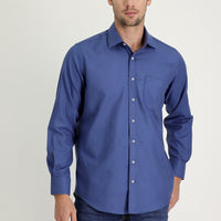 Medium Navy Long Sleeve Regular Fit Patterned Cotton Shirt
