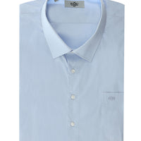 Light Blue Plus Size Long Sleeve Classic Cotton Shirt