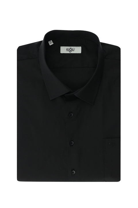 Black Plus Size Long Sleeve Classic Cotton Shirt