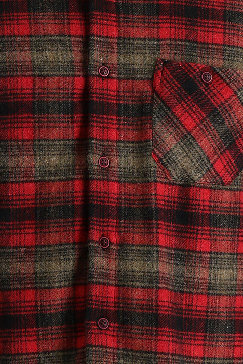 Light Burgundy Long Sleeve Regular Fit Plaid Shacket Lumberjack Cotton Shirt