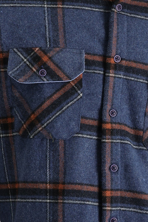 Aviator Blue Long Sleeve Regular Fit Plaid Shacket Lumberjack Shirt