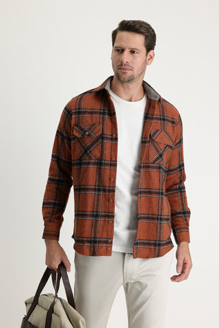  Taba Uzun Kol Regular Fit Ekose Shacket Oduncu Gömlek