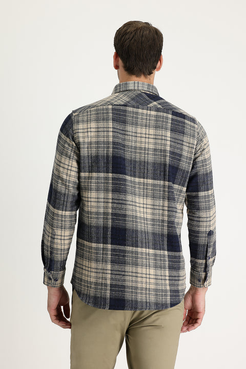 Orta Gri Regular Fit Ekose Shacket Oduncu Gömlek